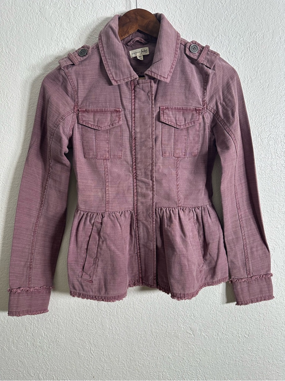 Maison Jules Mulberry Peplum Jacket Size XS - Picture 2 of 12